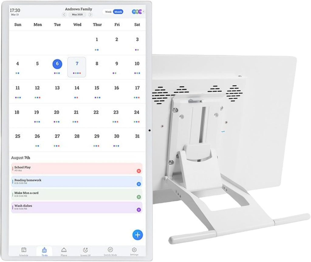 21.5-inch Wall Digital Calendar, 2025 Smart Calendar Chore Chart, LCD Touchscreen 6GB RAM 128GB ROM Portable TV Smart Family Planner with Remote Control for Android 13 (white)