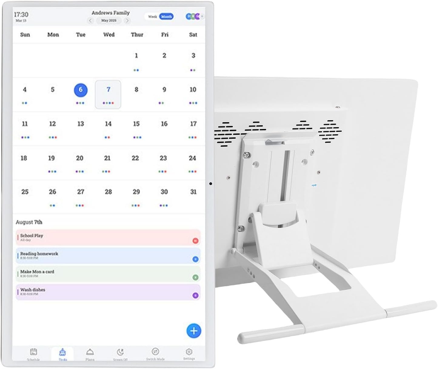 21.5-inch Wall Digital Calendar, 2025 Smart Calendar Chore Chart, LCD Touchscreen 6GB RAM 128GB ROM Portable TV Smart Family Planner with Remote Control for Android 13 (white)