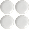 Lenox Dinner Plates Set, 4-Piece French Perle Scallop White Dinner Plate Set For 4, 11-inch Stoneware Plates, Dishwasher Safe Dishes, Microwave Safe, Dinnerware Sets, Dish Sets for 4 (White, 4 Piece)