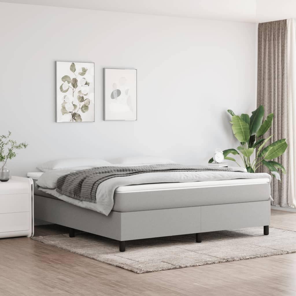 Light Grey King Size Upholstered Bed Frame with Breathable Polyester Fabric and Durable Plywood Construction for Modern Bedrooms