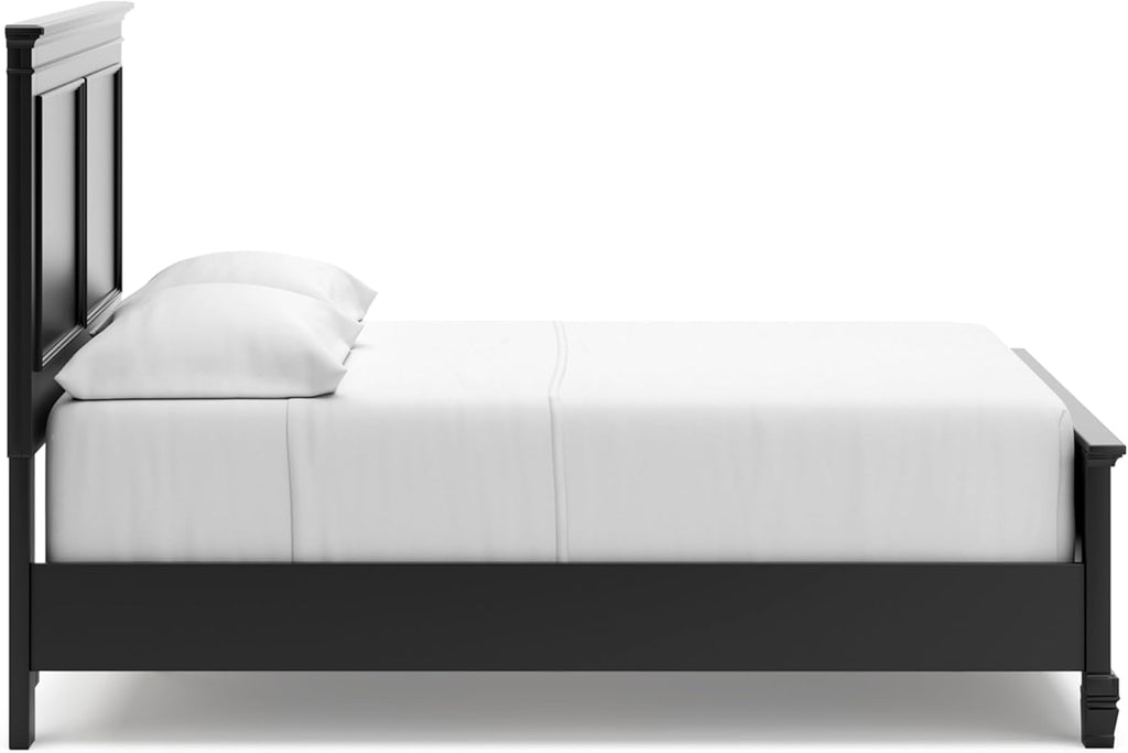 Signature Design by Ashley Lanolee Transitional Full Panel Bed with Tapered Feet, Foundation or Box Spring Needed, Black