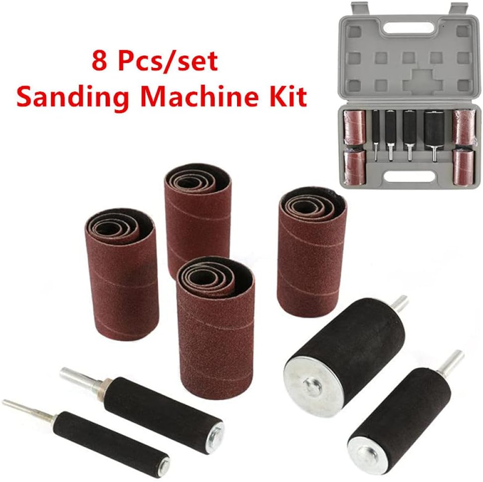 Sanding Drum Sander Tool Kit Set with Case for Drill Press Sanding Machine Kit Sandpaper for Drill Press Rotary Tools Grinding,as shown