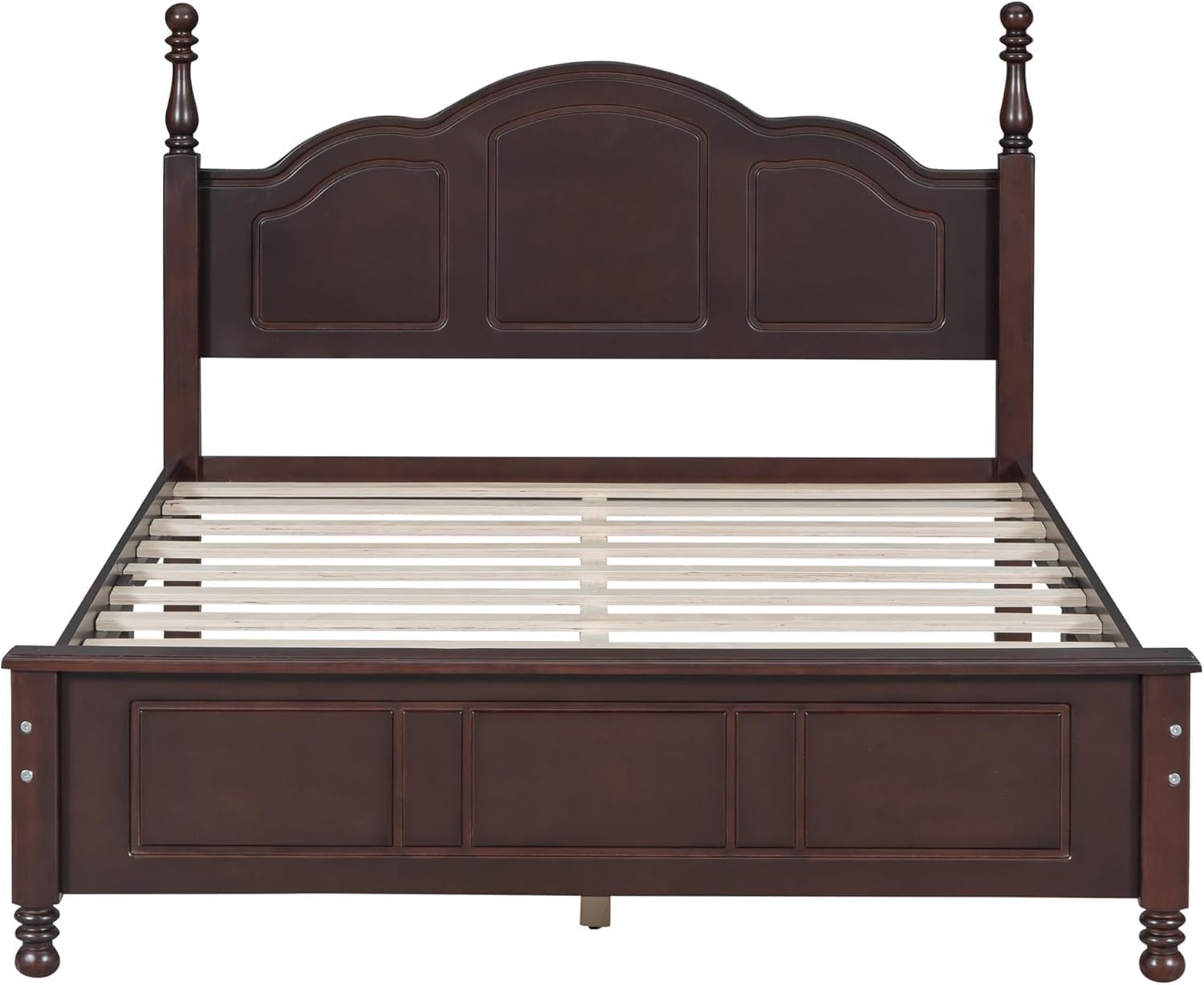 A Three-Piece Furniture Set, A Sturdy Wooden Bed with A Bedside Table, Suitable for A Family Setting(Dark Walnut(Full))
