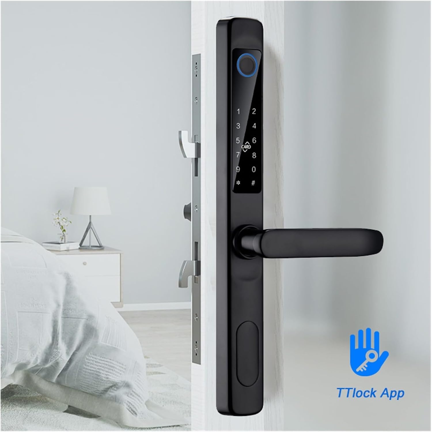 MiJob Tuya WiFi Double-Sided Smart Electronic Fingerprint Digital Door Locks Powered By Lithium Battery for Outside Gate Door (Color : Silver, Size : 7085(22-240))