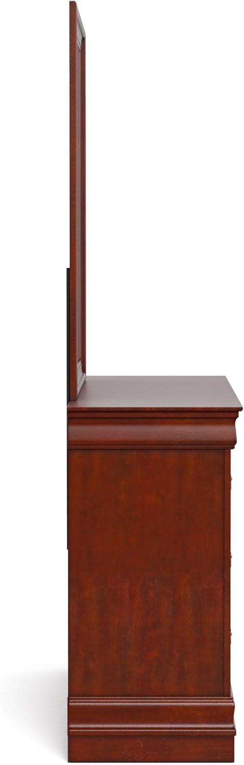 Furniture of America Arabella Traditional Wooden 6 Drawer Dresser with Mirror, Vintage Bedroom Set, Accent Vanity Dressing Table with Antique Nickle Handles for Dressing Room, Walk-in Closet, Cherry