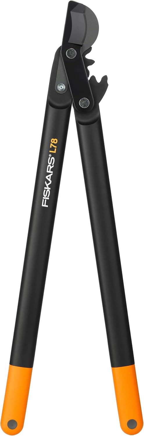 Fiskars PowerGear Lopper Bypass, Hook Head (L) L78, Power Gear II system, Non-stick coating, Cutting Diameter : 5 cm, Hardened steel, Length: 70 cm, Black/Orange, 1000584
