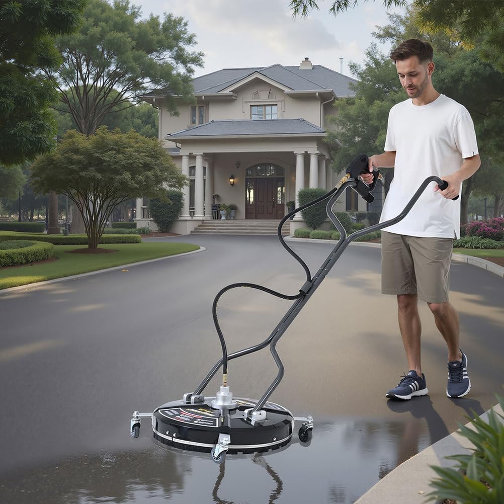 22' Pressure Washer Surface Cleaner – Stainless Steel Power Washer Attachment with Dual Rotating Jets, 3/8' Quick Connect, 4500 PSI Max, Industrial Driveway Cleaner for Concrete, Patio, Sidewalk, Deck