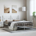 White Powder-Coated Steel Full Bed Frame with Headboard, 76x80 Inches, 4-Piece Set, Durable Metal Platform, Modern Bedroom Furniture