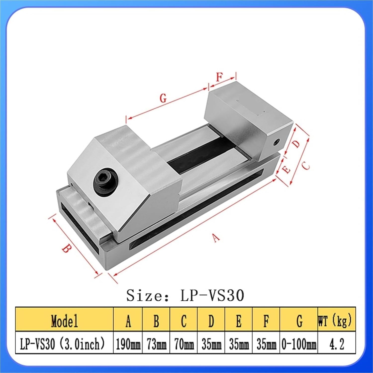 3.0 inch Fast Moving Vise Machine Vise, Premium Precision Grinding Vise, Hardened Surfaces
