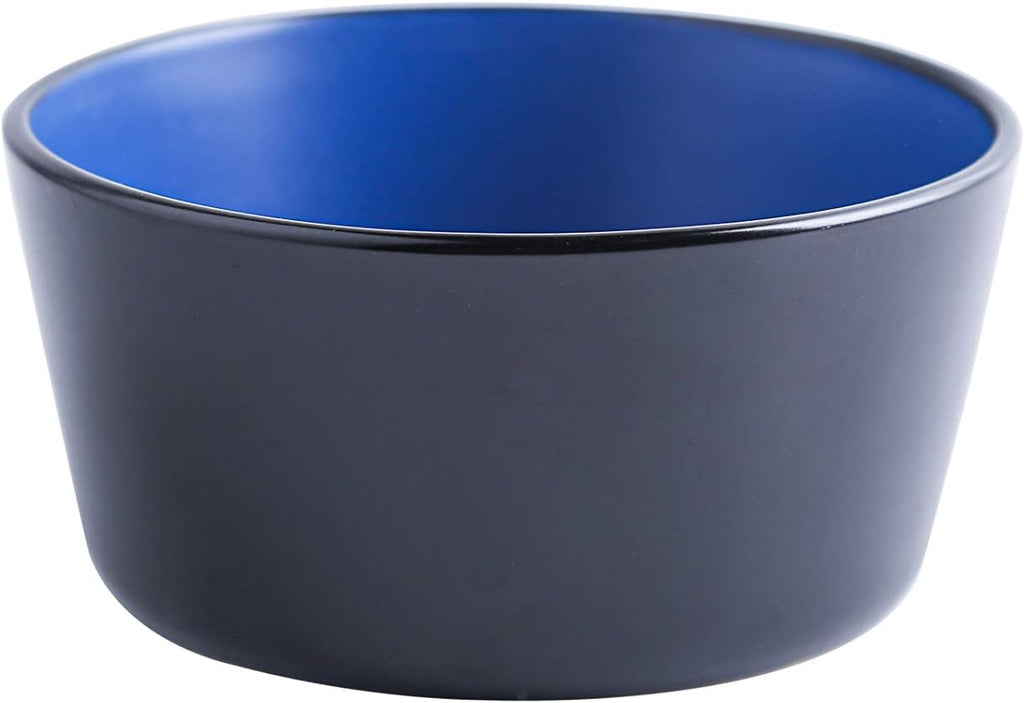 Stone Lain Albie Stoneware 32-Piece Modern Dinnerware Set, Kitchen Plates and Bowls Sets, Service for 8, Blue and Black, Microwave & Dishwasher Safe