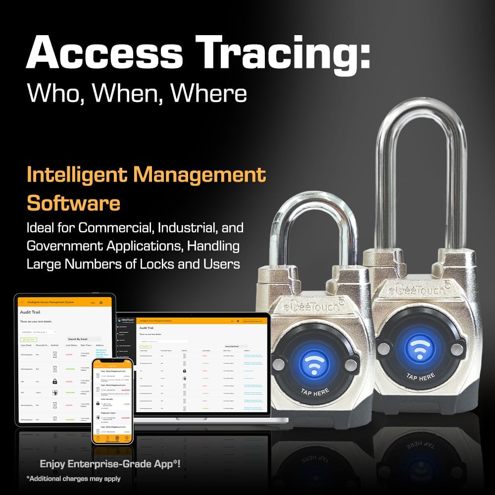 5th GEN Outdoor Smart Padlock – (Single, Anti-Cut Design) Keyless Bluetooth & NFC Lock, Heavy-Duty Weatherproof Security for Gates, Sheds, and Bikes - Smart App Control & Enhanced Protection