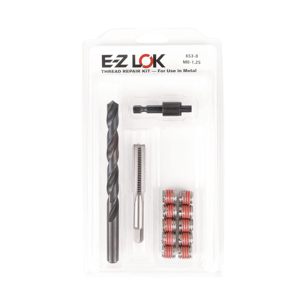 E-Z LOK Metal Thread Repair Kit Tool and Stainless Steel Threaded Inserts Standard Wall M8-1.25 x 1/2-13