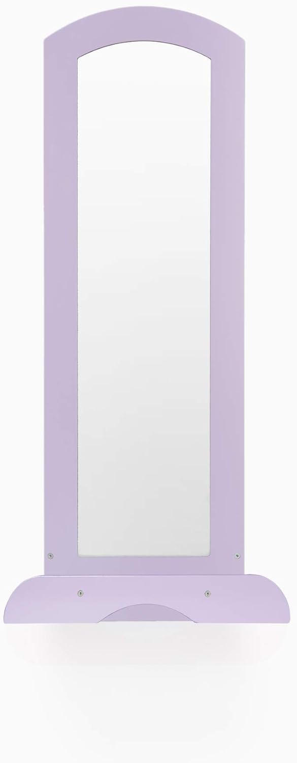 Guidecraft See and Store Dress-up Center – Lavender: Pretend Play Storage Closet with Mirror & Shelves, Armoire for Kids with Bottom Tray - Costume Storage Dresser
