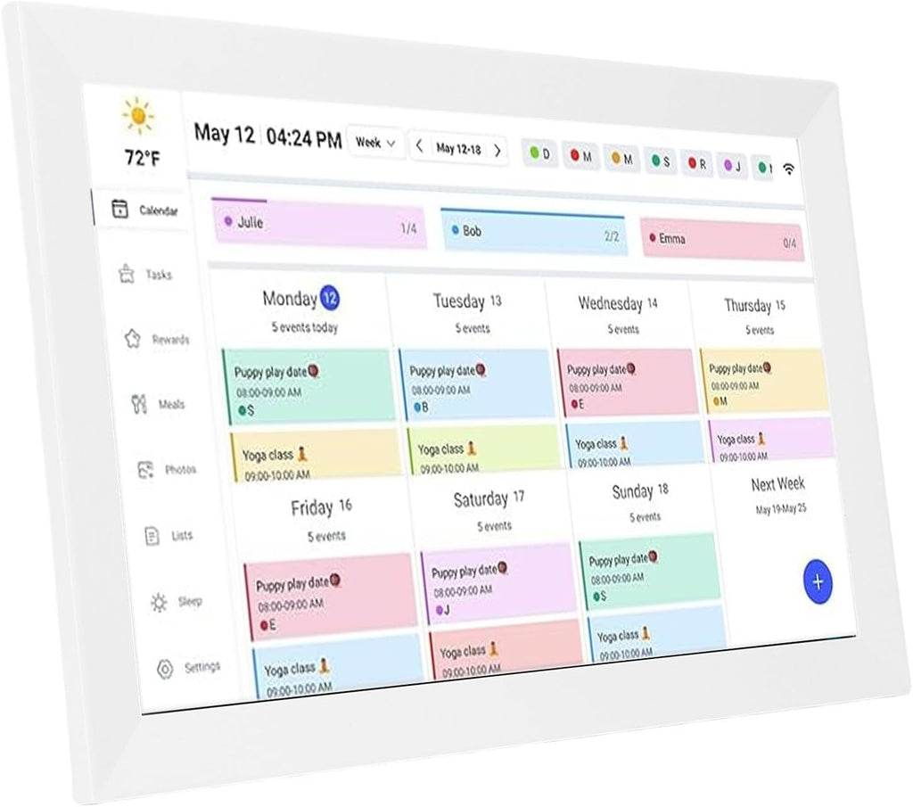 CCYLEZ 15.6in Smart Digital Calendar Photo Frame, Touchscreen Wall Planner, with Interactive Chore Chart and Meal Planning, Customizable Color and Tag, 32GB Storage for Family (US Plug)