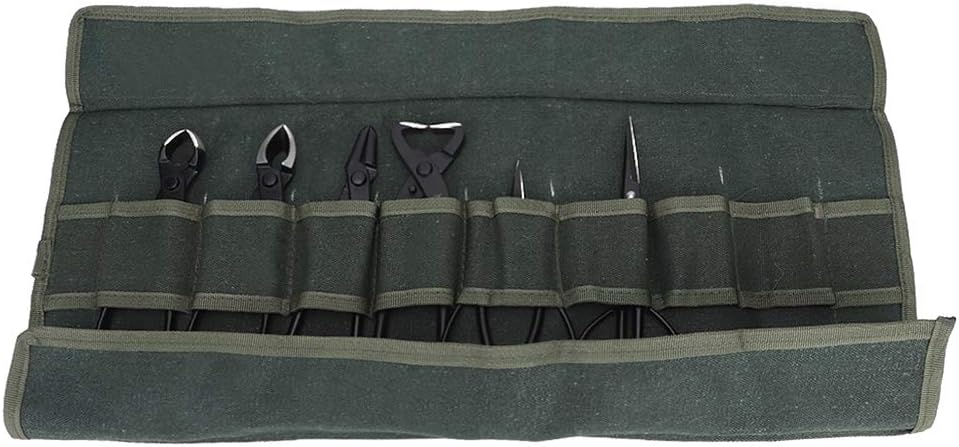 6-Piece Bonsai Tool Set, Bonsai Tool Bag, Garden Kit Storage Bag, Heavy Duty Bonsai Tree Kit, Canvas Potting Black Pine Canvas Pu Garden Bonsai Tool, Gardening Bonsai Pruning & Care Kit