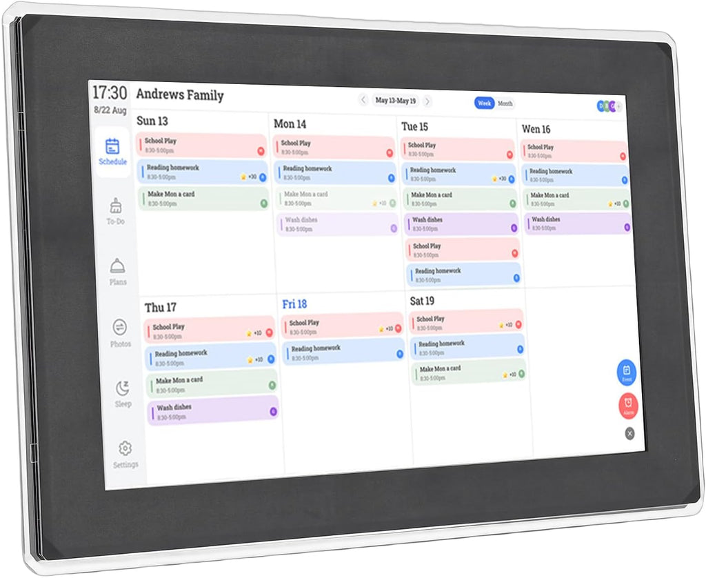 Bewinner Digital Calendar, 10.1 Inch Wall Planner Electronic Calendar & Chore Chart, WiFi Smart Touchscreen Interactive Display for Family Schedules, Auto Rotate, APP Control (US Plug)