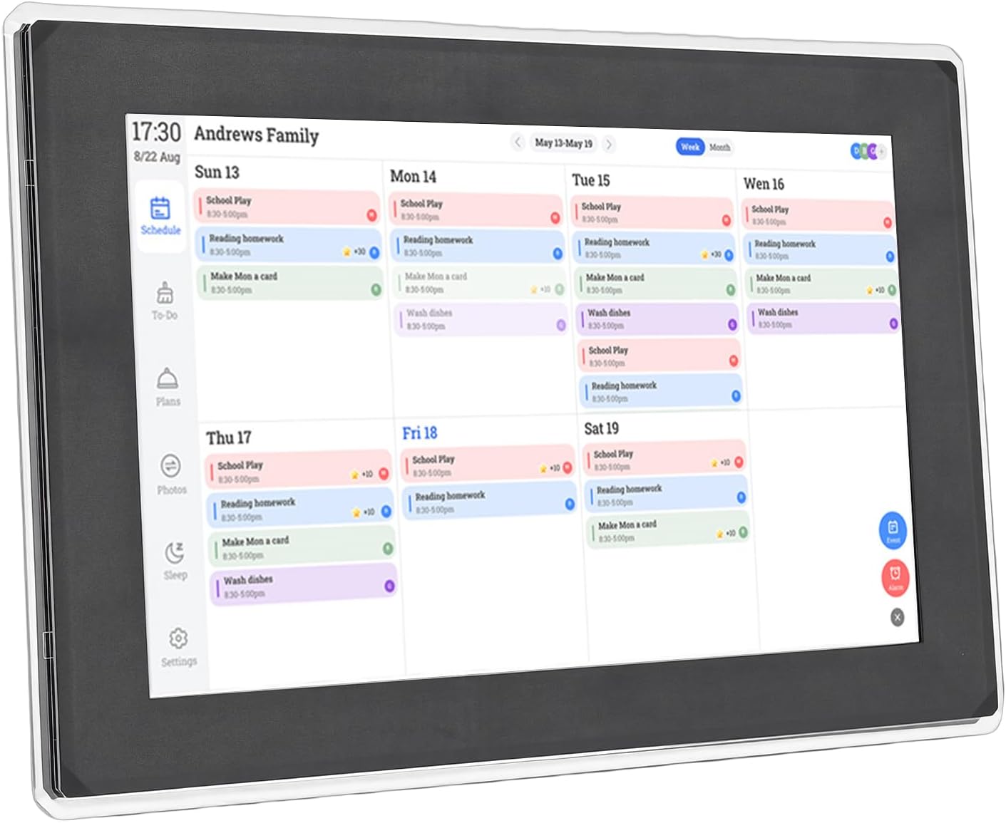 Bewinner Digital Calendar, 10.1 Inch Wall Planner Electronic Calendar & Chore Chart, WiFi Smart Touchscreen Interactive Display for Family Schedules, Auto Rotate, APP Control (US Plug)