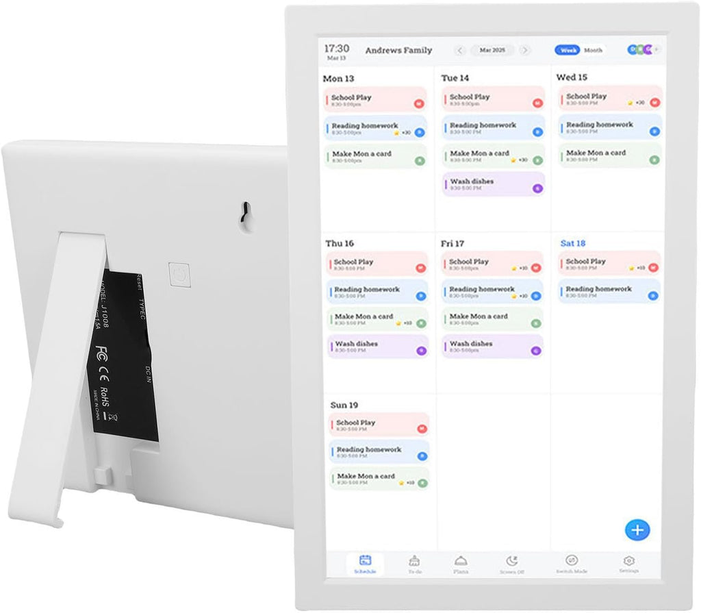 Yunseity 10.1 Inch Smart Digital Calendar, HD Touchscreen Interactive Display WiFi Wall Planner Desk Family Organizer with Chore Chart for Family and Office Schedules