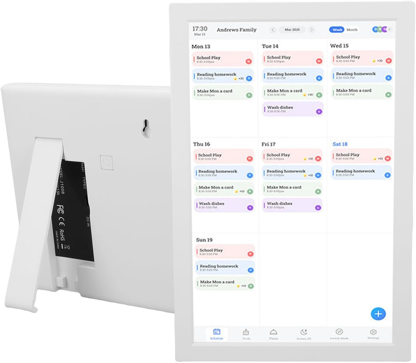 Fabater Digital Calendar, 10.1in HD Touchscreen Smart Calendar, Family with Chore Chart, Meal Plan, Photo Frame, Desk Wall Mountable and Automatic Sync for Household Schedules