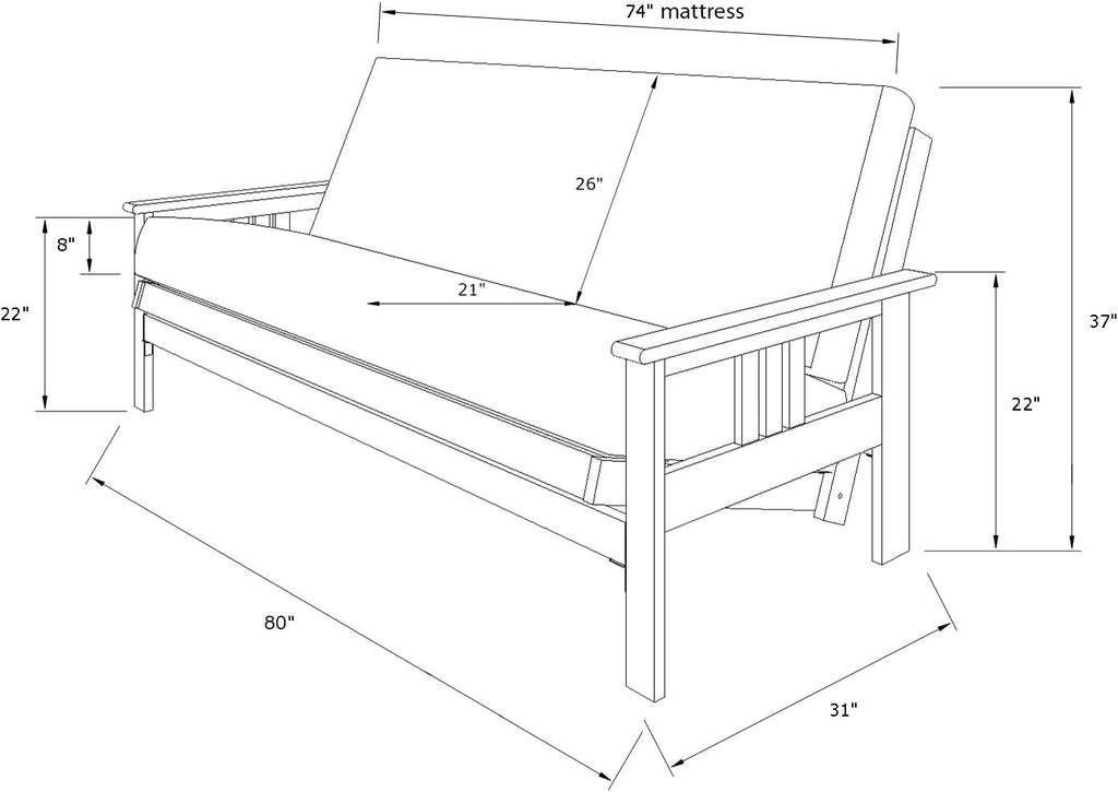 Kodiak Furniture Monterey Futon Set with Barbados Finish, Full, Peter's Cabin