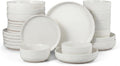 HaWare 24-Piece Plates and Bowls Set for 6, Stoneware Dinnerware Sets with Pasta Bowl, Dishes Set for Home Restaurant, Speckled Milky White