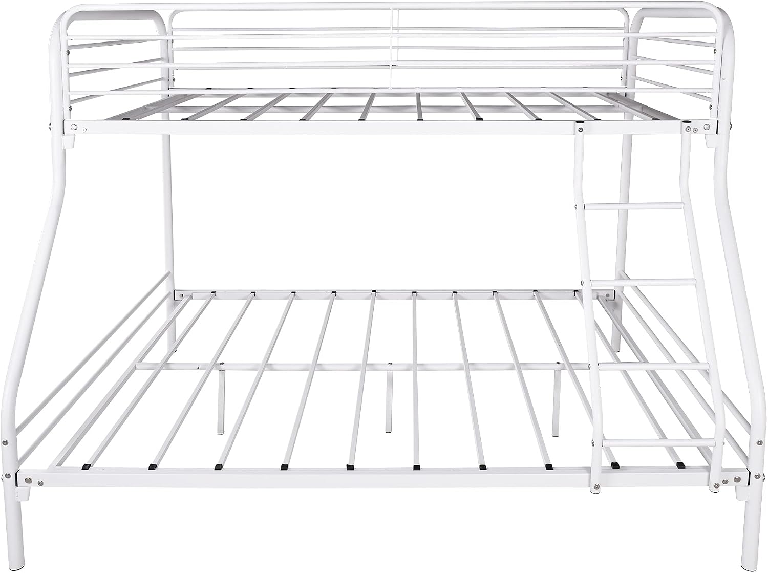 Twin-Over-Full Metal Bunk Bed with Enhanced Upper-Level Guardrail,Classic Bedroom Double Bed Frame w/Slats Support and Inclined Ladder,Easy Assembly,for Kid Adult Boy Girl Teen,White