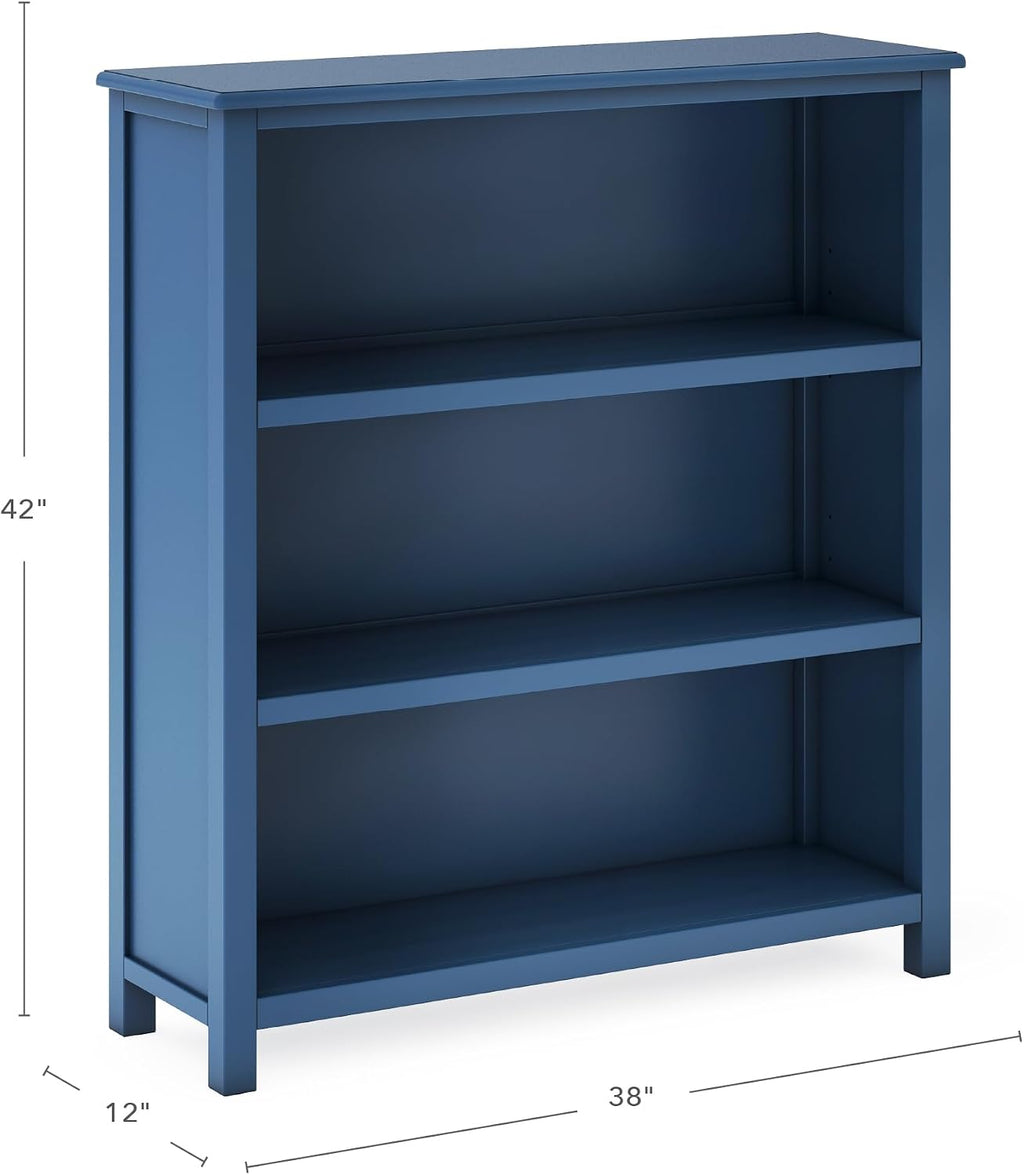Guidecraft Taiga 3-Shelf Bookcase - Navy: 42' Bookshelf and Storage Unit for Bedrooms or Playrooms, Wooden Shelving for Books, Toys, School Supplies