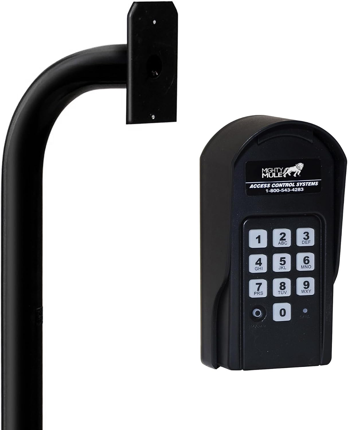 Mighty Mule Keypad and Goose Neck Mounting Post Kit, Weatherproof Post and Driveway Keypad, Backlit for Convenience, Made for Mighty Mule Gate Opener, Black, FM137-PED