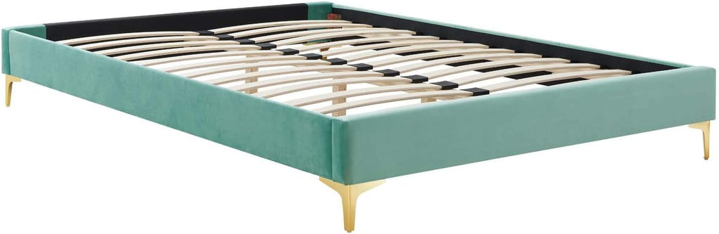 Modway MOD-6307-MIN Sutton King Performance Velvet Bed Frame, Mint