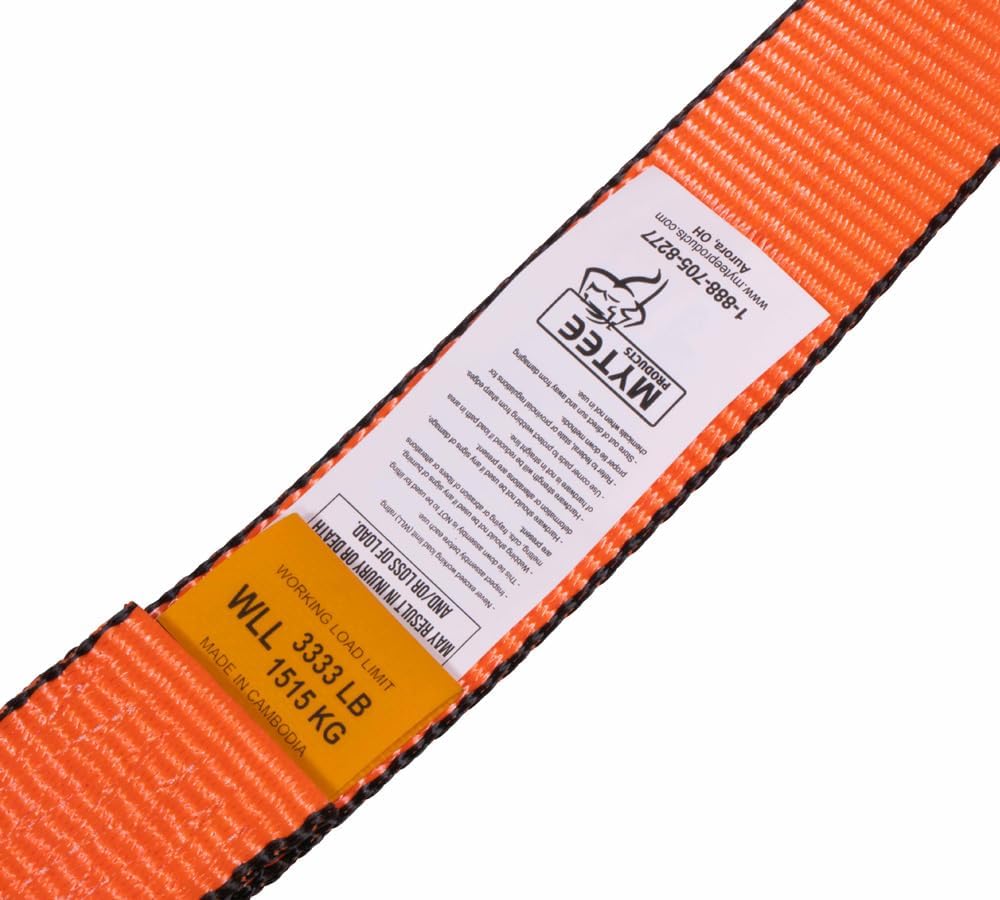 Mytee Products (8 Pack) Winch Straps 2' x30' - High Abrasion Orange Heavy Duty Tie Down w/Flat Hook WLL# 6670 lbs - 2 Inch Cargo Control for Flatbed Truck Utility Trailer