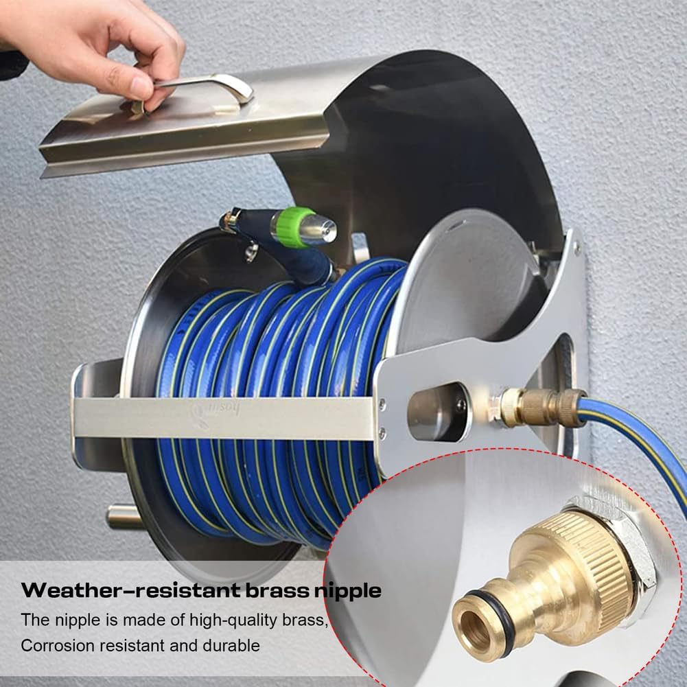 Portable Stainless Steel Garden Hose Reel Cart for Watering Lawns, Watering Car Wash Water Pipe Storage Rack - Holds Up to 229Ft 1/2 Inch