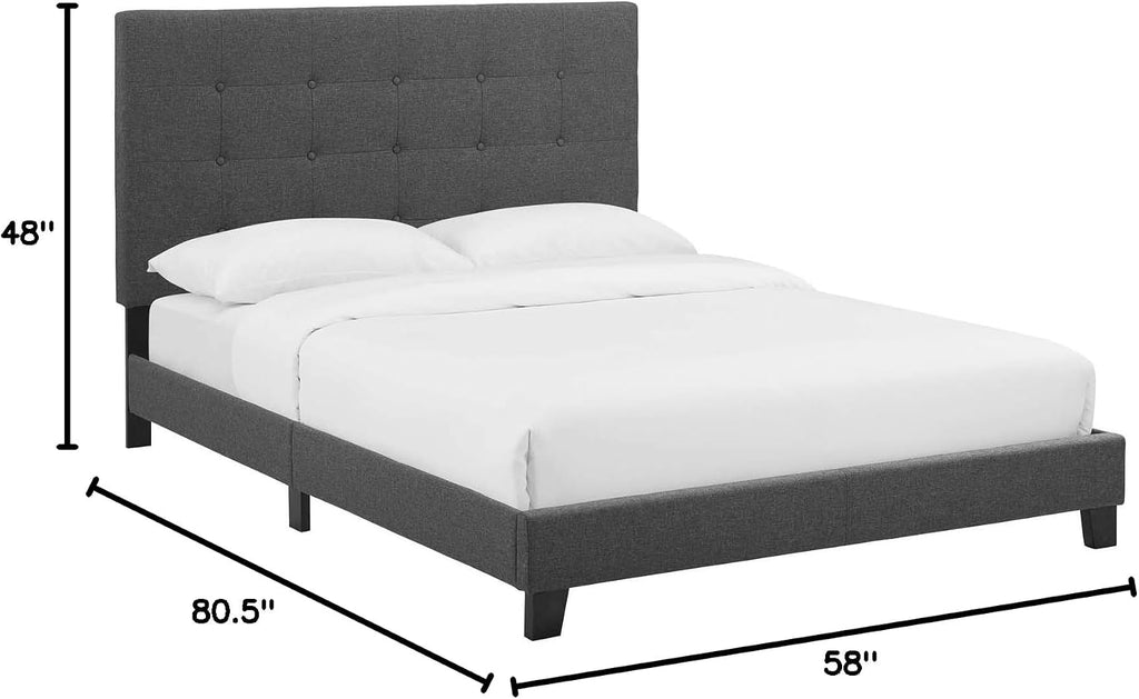 Modway Melanie Tufted Fabric Upholstered Full Platform Bed in Gray