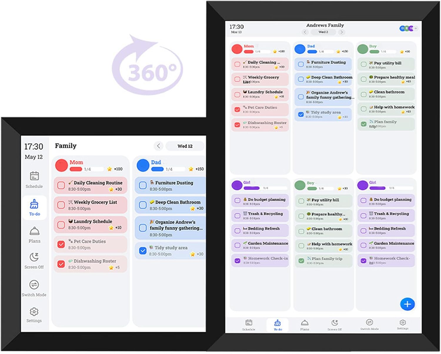 banapoy 10.1in Smart Digital Calendar and Chore Chart, HD Interactive Touchscreen Display Smart Family Planner, Digital Picture Frames, for Family Schedules