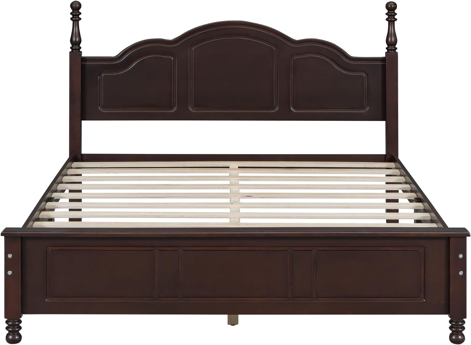 Full Size Bed Frame, Solid Wood Foundation, Classic Wood Platform Bed Frame, No Box Spring Needed, Strong Wooden Slats Support, Full, Dark Walnut