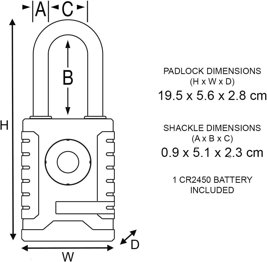 Master Lock 4401EURLHENT Professional Bluetooth Smart Padlock [Bluetooth Compatible with Smartphones] [Long Shackle] [Weatherproof]