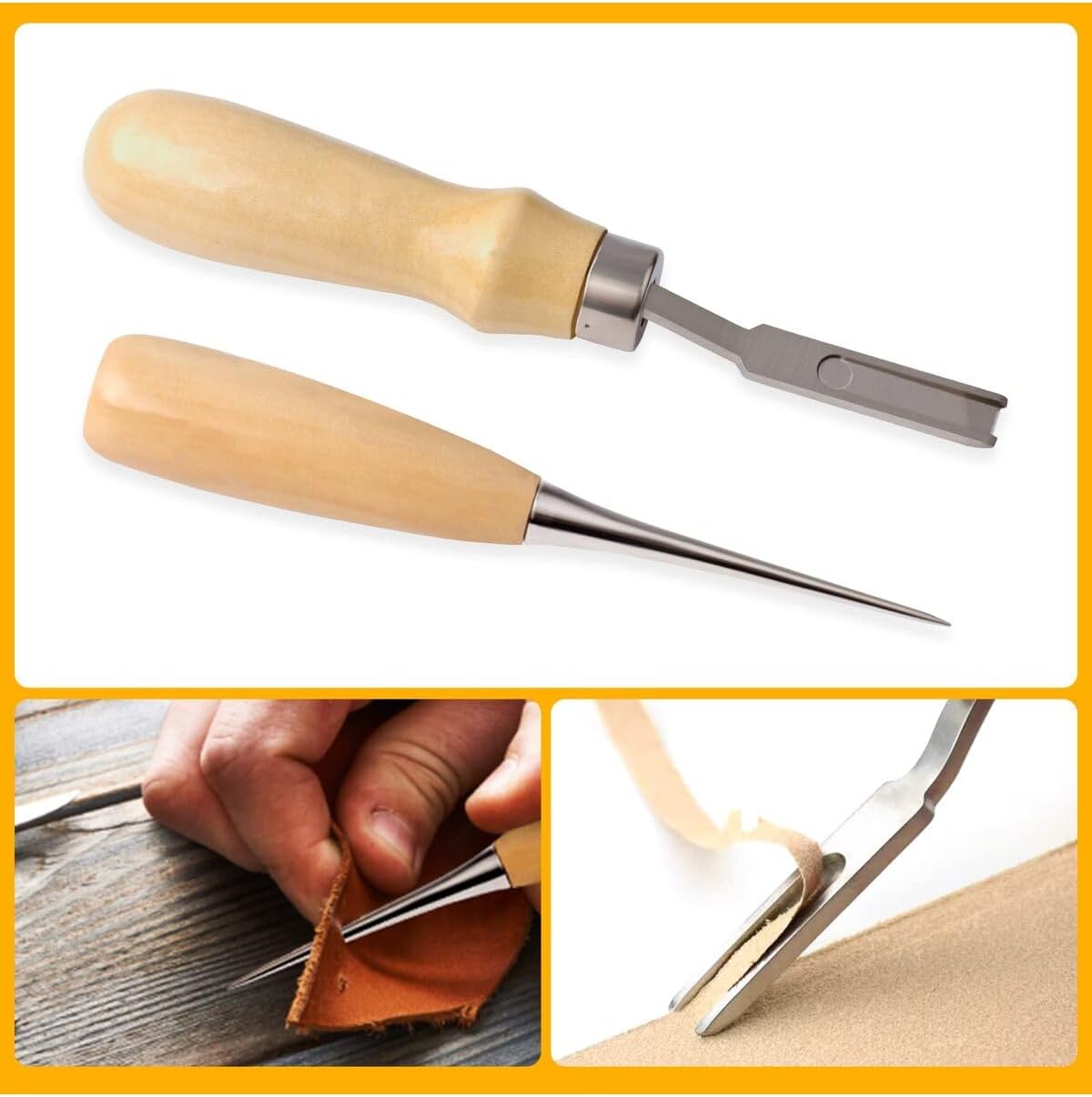 18-Piece Leather Craft Starter Kit with Hand Tools - DIY Leatherworking Hobby Set for Beginners