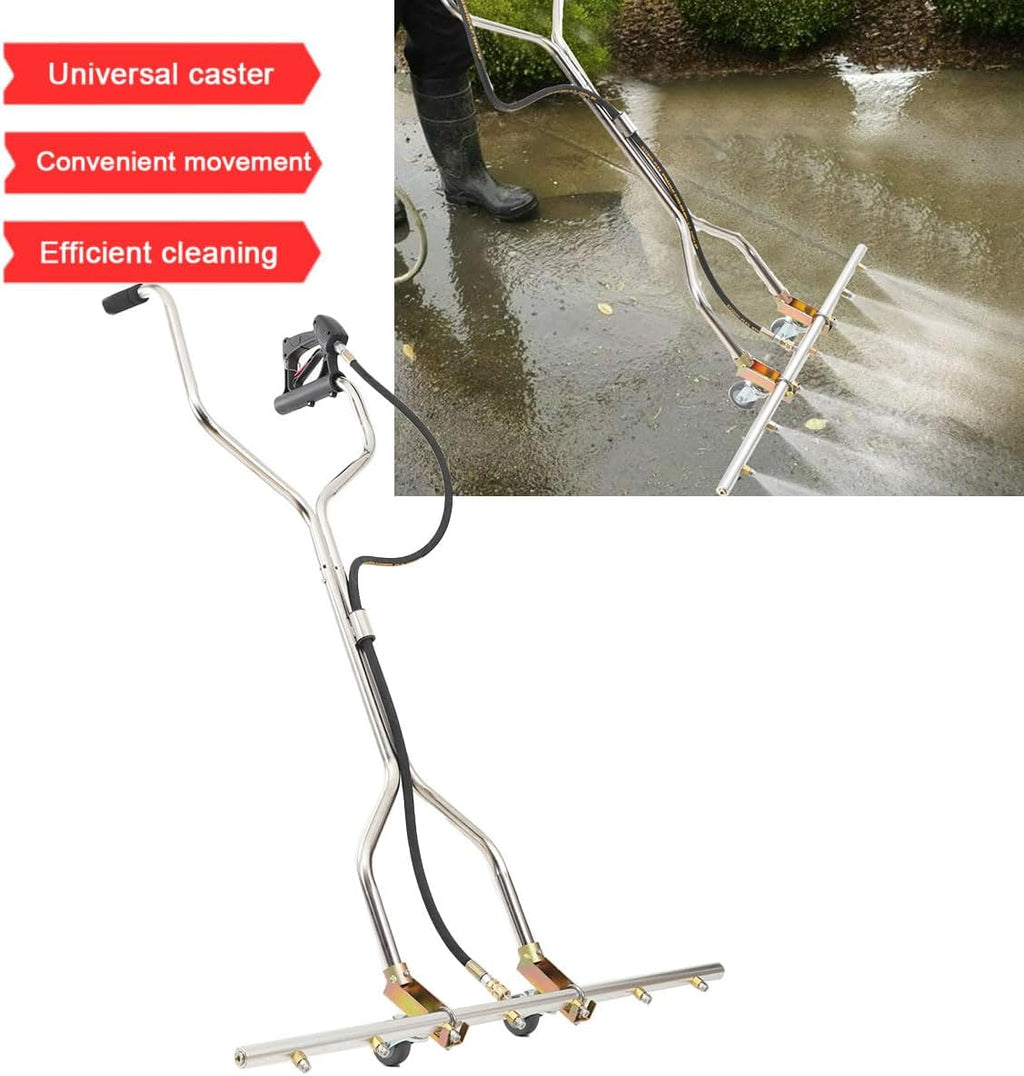 5000 PSI Heavy Duty Water Broom Surface Cleaner 7 Nozzle Pressure Washer Attachment with 3/8 Quick Connect, Adjustable Handle & Wheels for Hot/Cold Water (Commercial & Home Use)