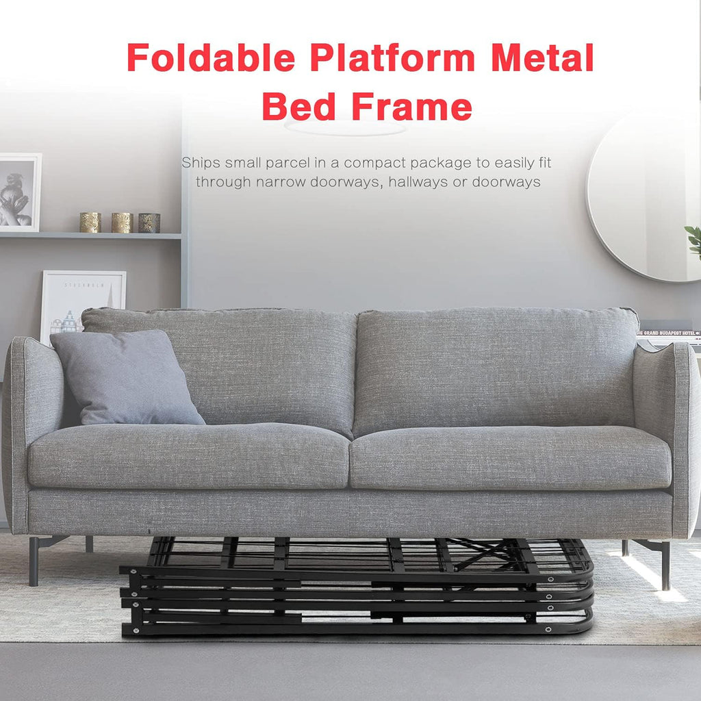 FDW Queen Bed Frame Metal Bed Frame with Anti-Slip Support Easy Assembly No Box Spring Needed Underbed Storage Black