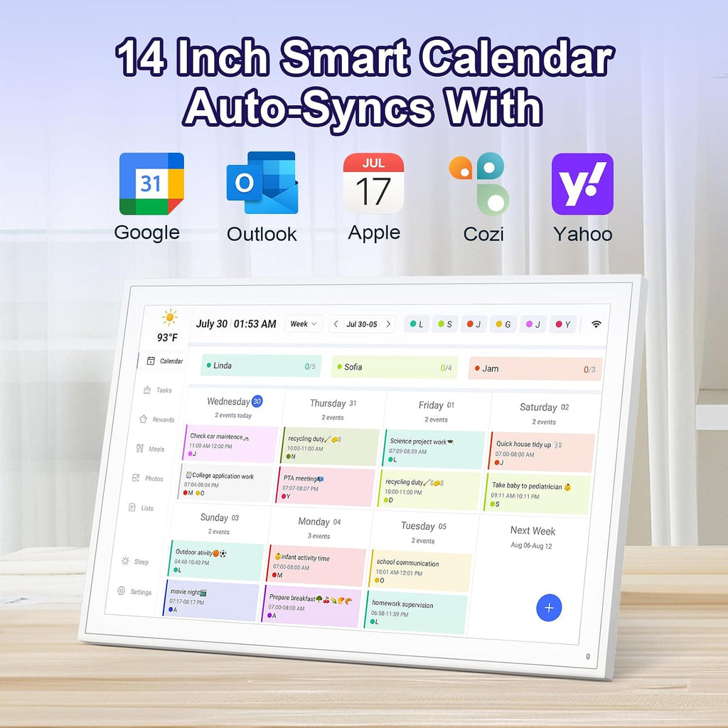 Digital Calendar, Smart WiFi Electronic Calendar&Chore Chart, IPS Touch Screen HD Display for Family Schedules, Share Moments Instantly from Anywhere (14)
