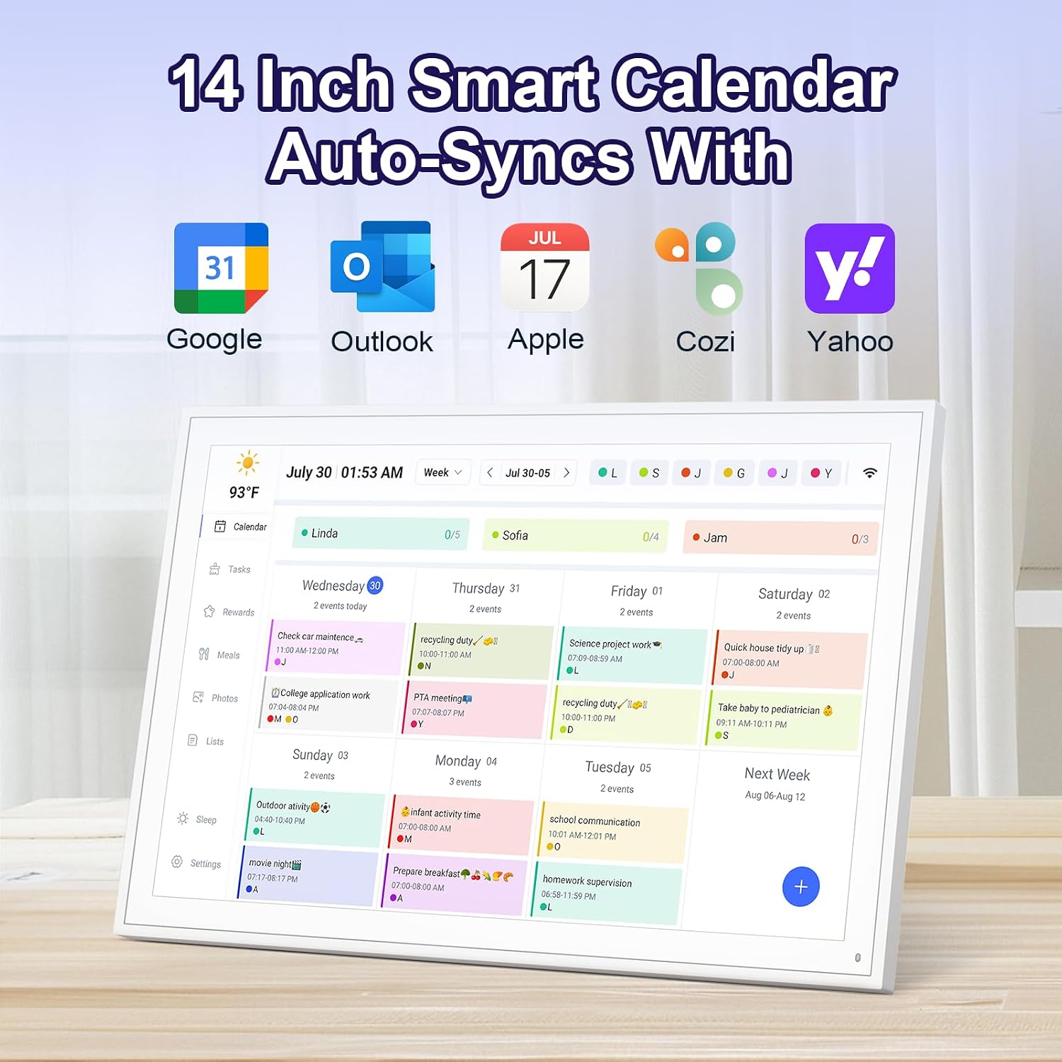 Digital Calendar, Smart WiFi Electronic Calendar&Chore Chart, IPS Touch Screen HD Display for Family Schedules, Share Moments Instantly from Anywhere (14)