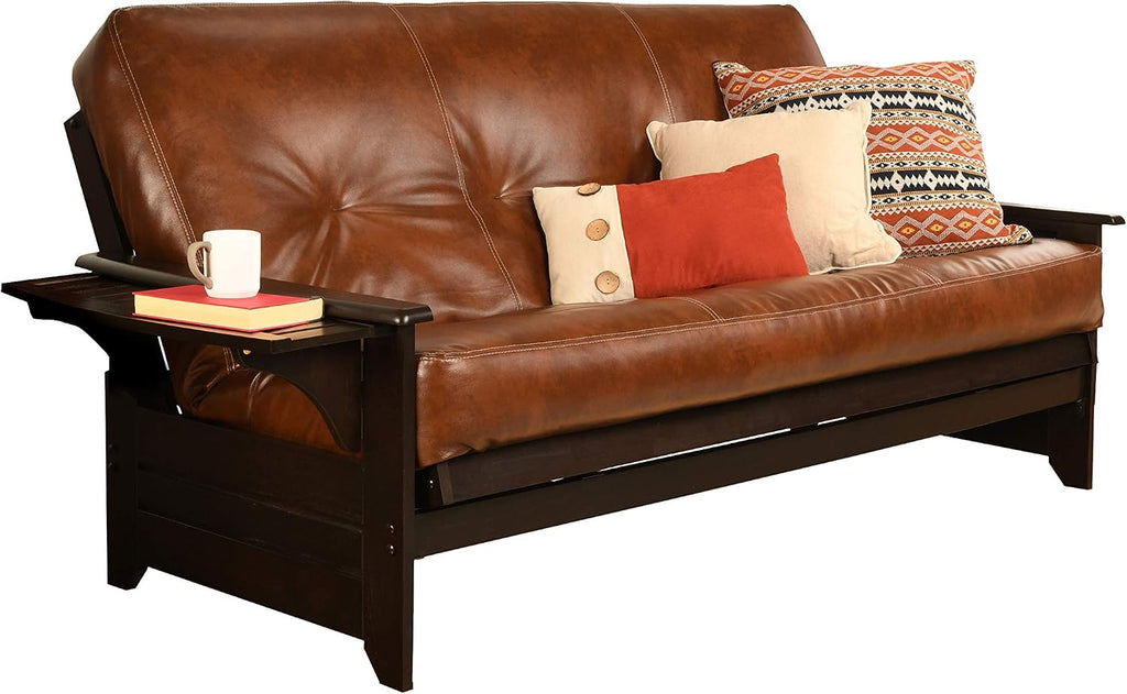 Kodiak Futons Phoenix Futon Sofa in Espresso with Oregon Trail Saddle Mattress, Brown, Full (760785)