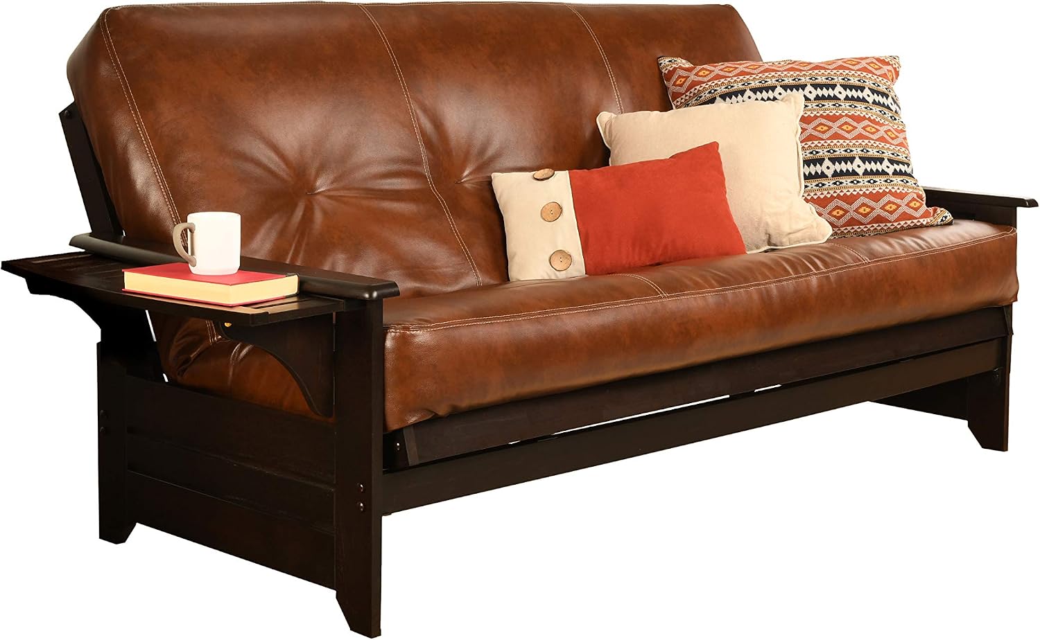 Kodiak Futons Phoenix Futon Sofa in Espresso with Oregon Trail Saddle Mattress, Brown, Full (760785)