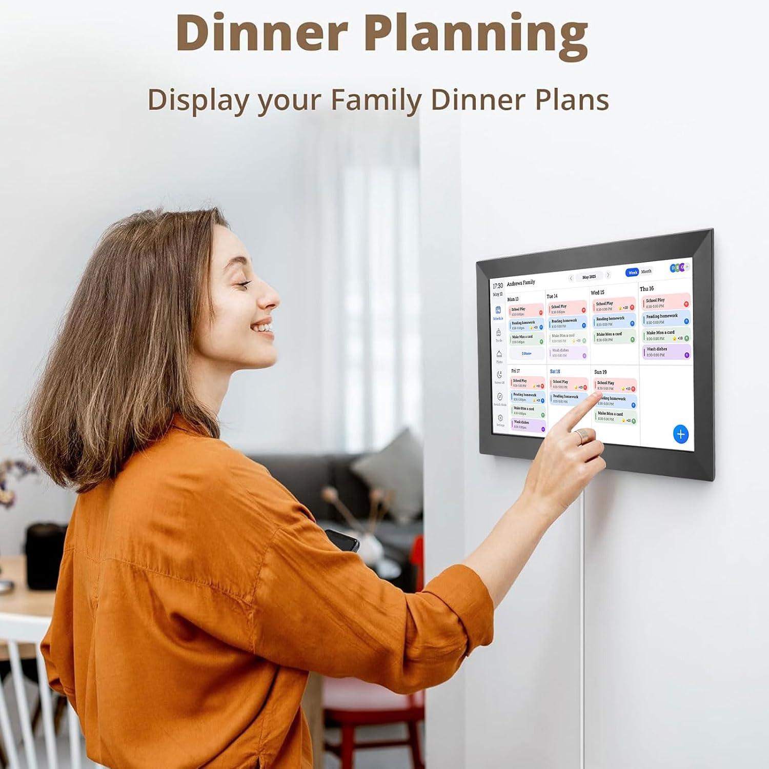 Naroote 15.6 Inch Smart Digital Calendar, Electronic Chore Chart, Family Planner, Digital Photo Frame with 1080P Full HD Interactive Touch Screen & Wall Or Desk Placement for Home (US Plug (100-240V))