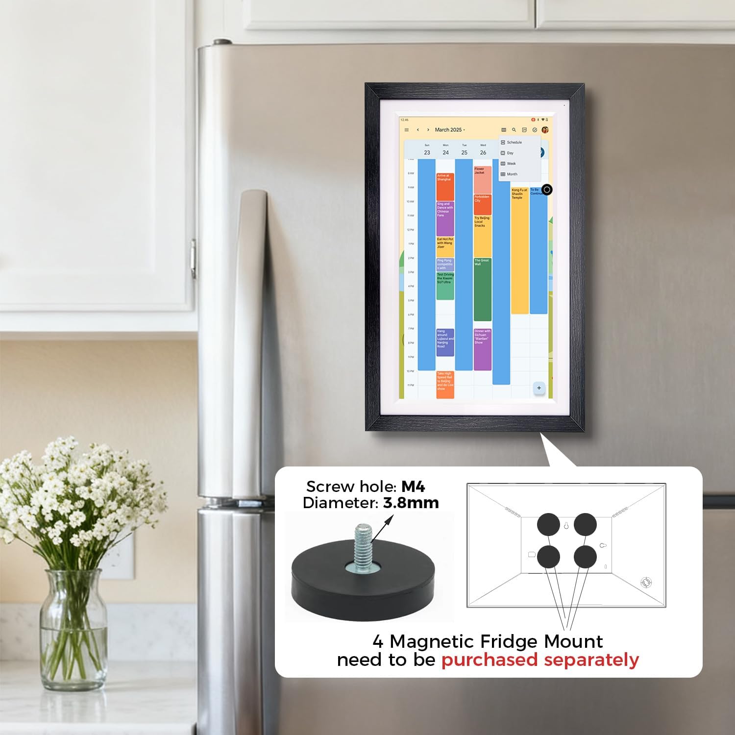 15.6' Smart Display with Google Calendar, Android Apps&Photo Frame, Walnut | No subscription+pen,Built-in battery,anti-glare FHD touchscreen,voice control,family schedules and chore management,Streaming