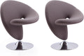Manhattan Comfort Curl Swivel Accent Chair Set of 2 with 360° Turn, Fully Assembled, Upholstered in Wool Blend, Modern Ergonomic Design with Polished Chrome Base, Living Room & Office, Set of 2, Grey