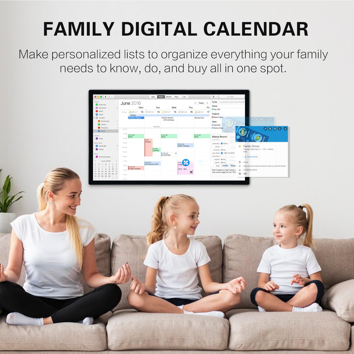 32 Inch Digital Calendar & Chore Chart，Smart Kaclendar Full HD Touchscreen Interactive Display for Family Schedules，Built-in WiFi and BT，Include Wall Mount