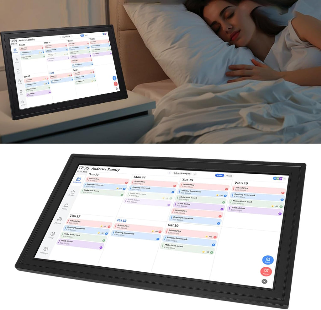 18.5 In Smart Digital Calendar Planner, Touchscreen Interactive & App Control, Wall Desk Mount Digital Picture Frame, for Family Planning (US Plug 500W)