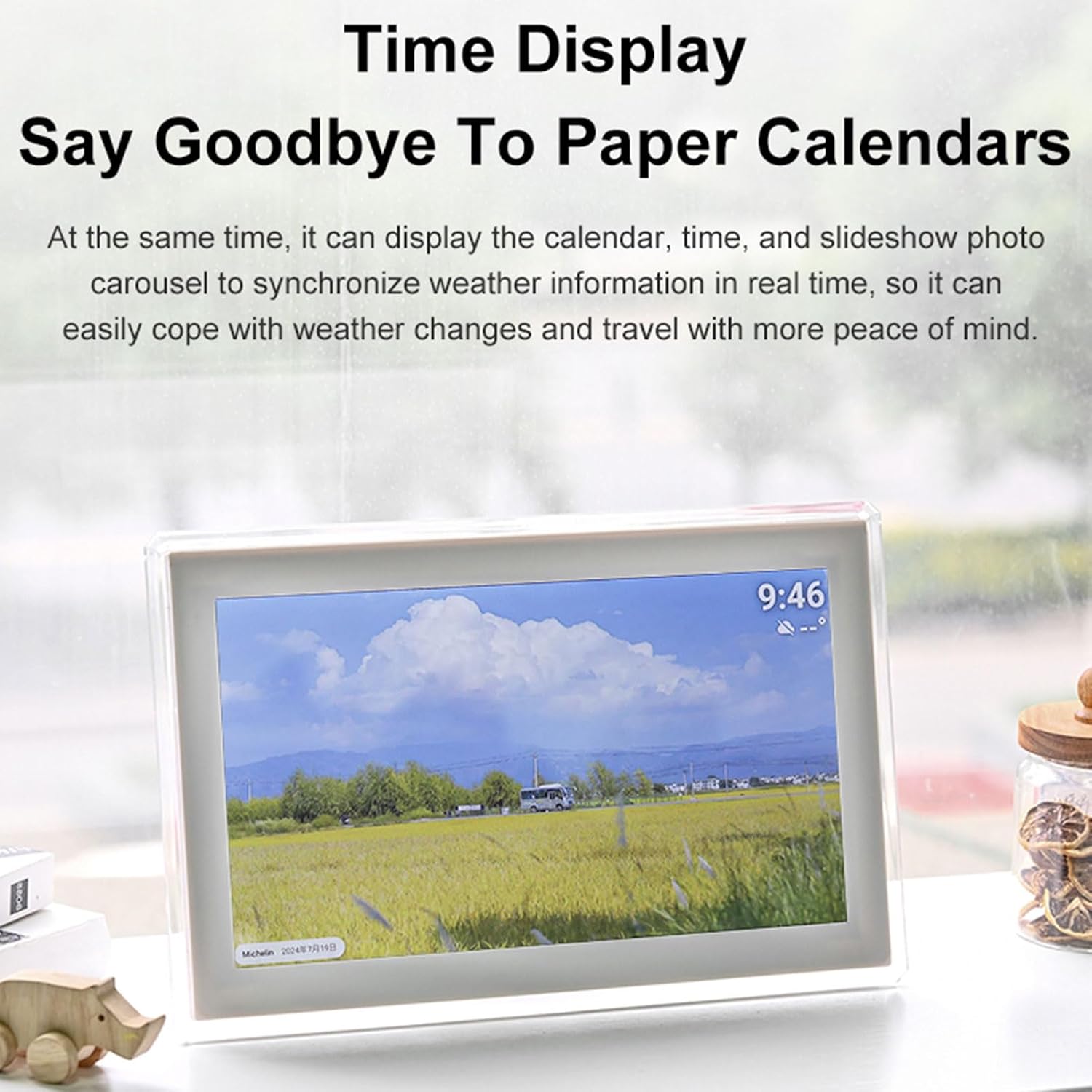 15.6 Inch Digital Picture Frame, Smart Digital Calendar with FHD Touchscreen Display, WiFi, APP Synchronization, 32GB Storage, Wall Planner for Home Kitchen Office (US Plug)