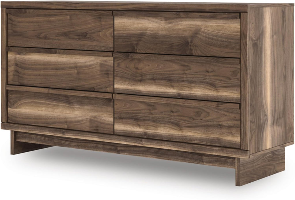 Signature Design by Ashley Darcalli Retro 6 Drawer Dresser with Easy Glide and Safety Stop, Brown