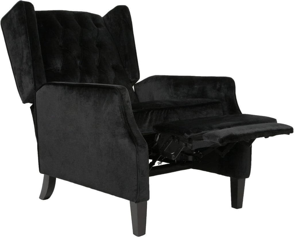 Christopher Knight Home Diana Wingback Recliner, Black + Dark Brown
